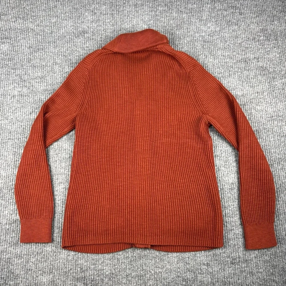Banana Republic Cardigan Mens M Orange Ribbed Organic Cotton Shawl Collar Preppy